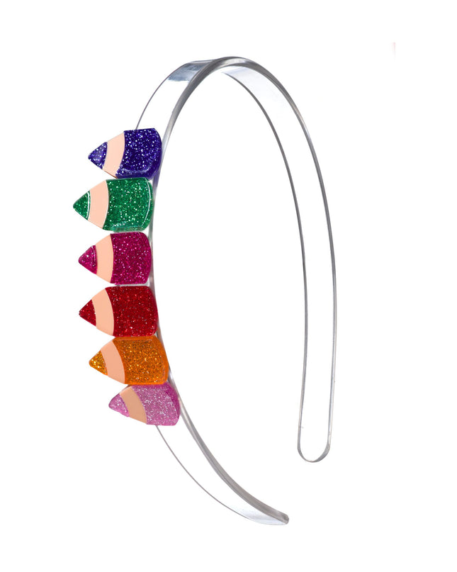 Clear Headband with Multiple Glitter Colored Pencils