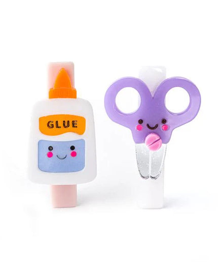 Purple Scissors and Glue Hair Clips