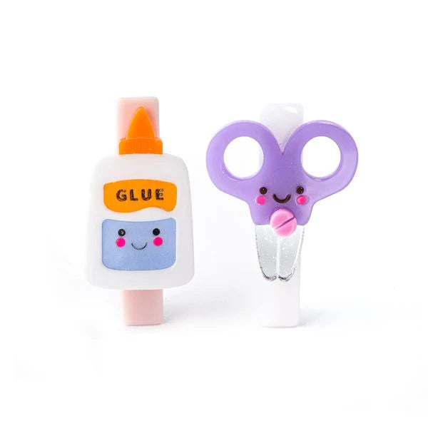 Purple Scissors and Glue Hair Clips