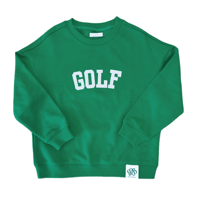 Green sweatshirt with white golf appliqué 