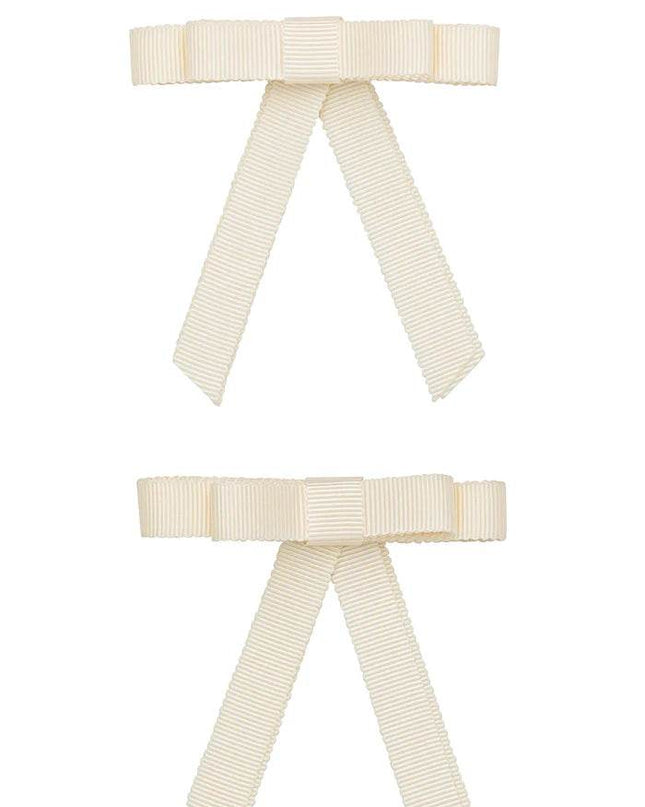 Project 6 NY Grossgrain Bow Clip Set - Ivory (Set of 2) - Giggles & Glitter