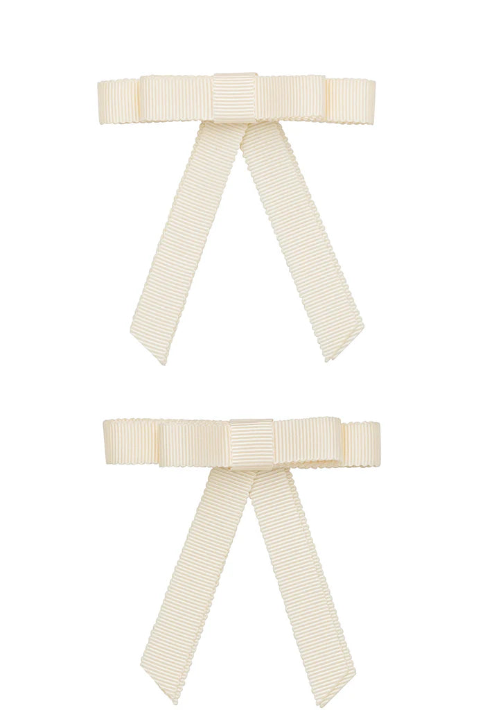 Project 6 NY Grossgrain Bow Clip Set - Ivory (Set of 2)