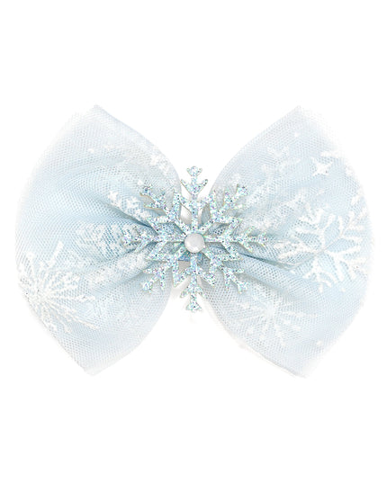 Blue tulle with glitter snowflake hair clip