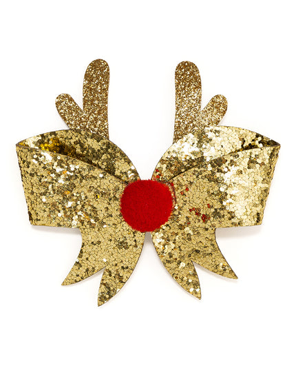 Sweet Wink Reindeer Glitter Christmas Bow Clip