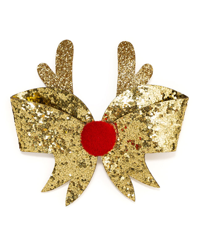 Sweet Wink Reindeer Glitter Christmas Bow Clip