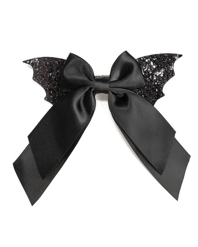 Glitter Bat Halloween Coquette Bow Clip