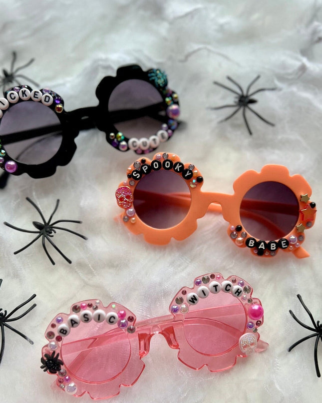 Black, Orange and Pink Flower Halloween Sunglasses