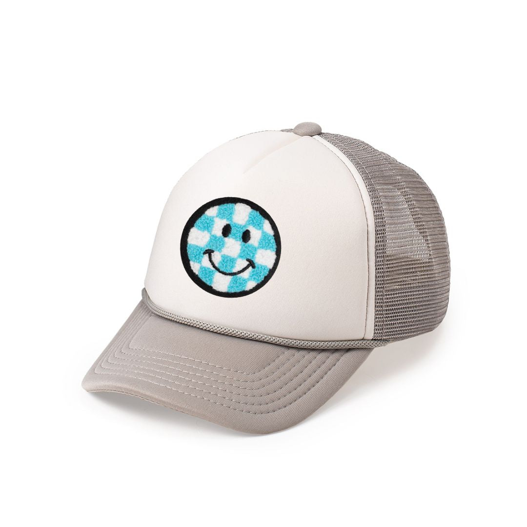 Sweet Wink Smiley Checker Patch Trucker Hat