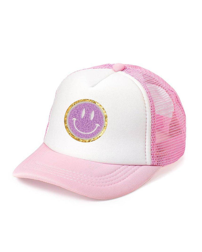 Sweet Wink Smiley Patch Trucker Hat - Pink/White - Giggles & Glitter