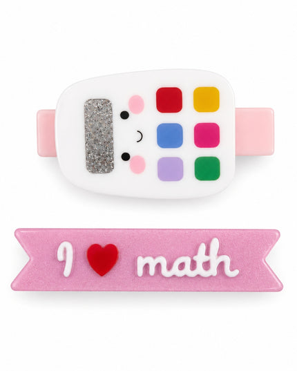 Calculator & I Love Math Hair Clips (Set of 2)
