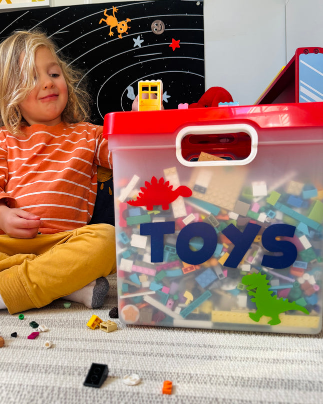Personalized Building Blocks and Toy Storage Container with Building Plate Lid - Giggles & Glitter