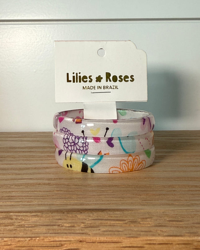 Floral Doodle Print Bangles (Set of 3)