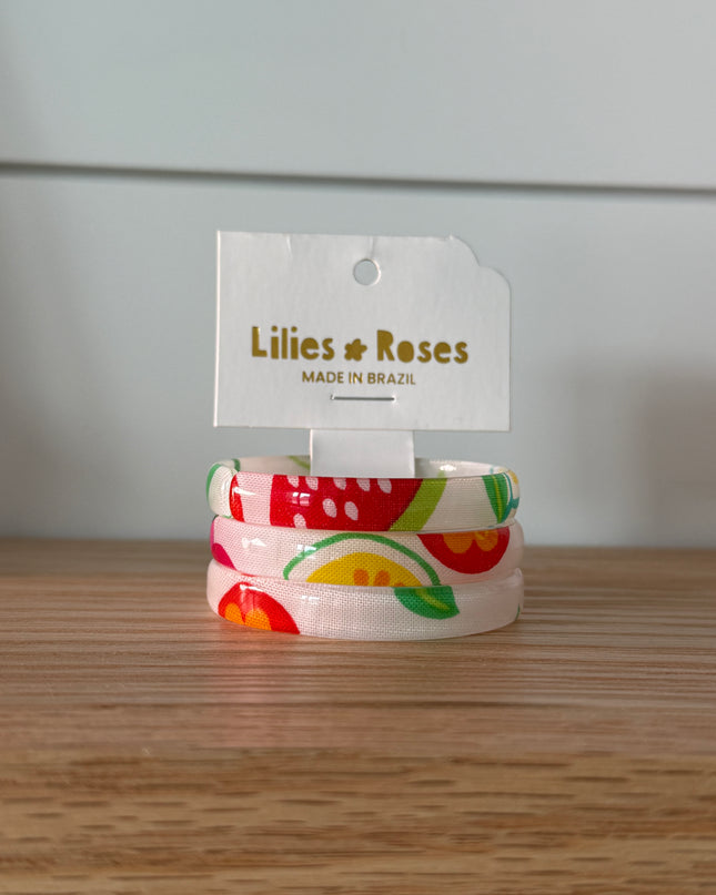 Summer Fruit Print Bangles (Set of 3)