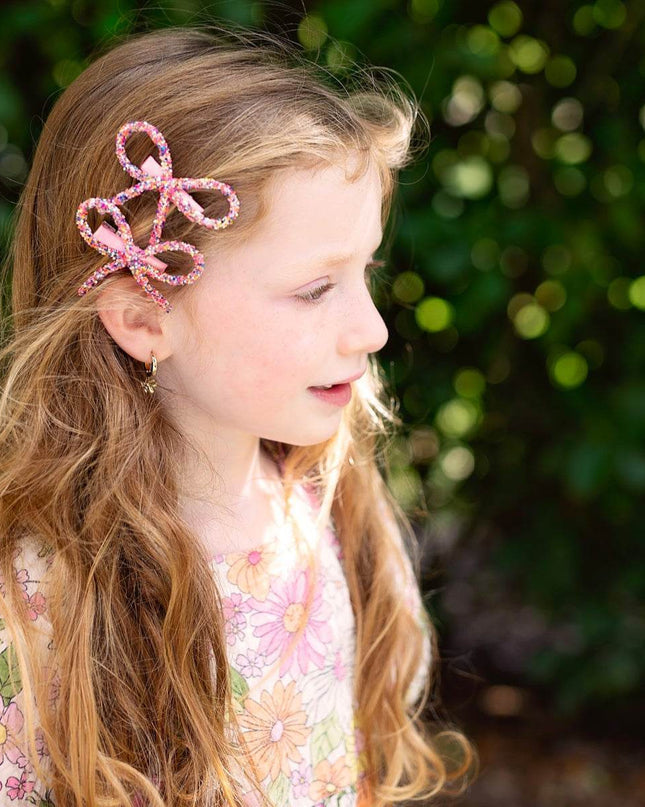 Project 6 NY Kids Rainbow Mini Glitter Bow Clips (Set of 2) - Giggles & Glitter