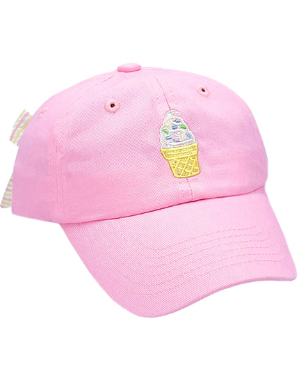 Pink baseball cap with embroidered ice cream cone