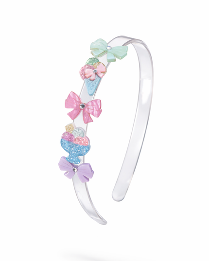 Headband with pastel bows and ice cream