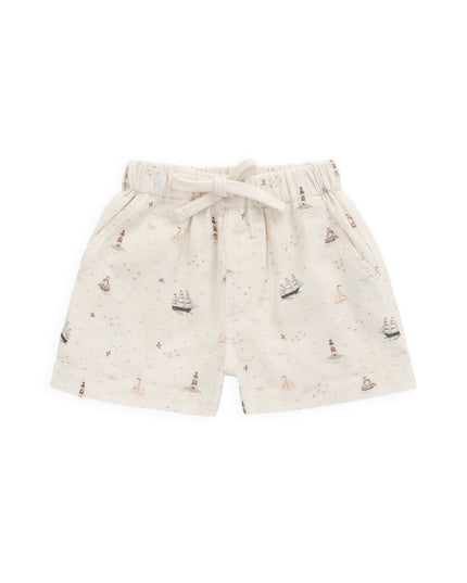 Cream shorts with sailboat print
