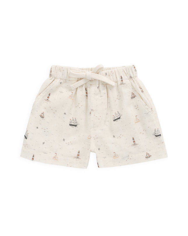Cream shorts with sailboat print