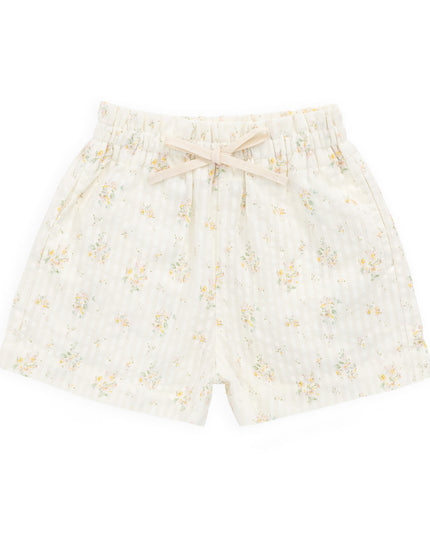 Cream shorts with floral pattern
