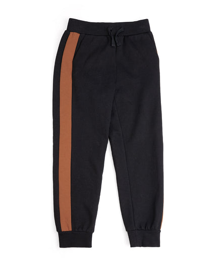 Black jogger pants with burnt orange  side stripes