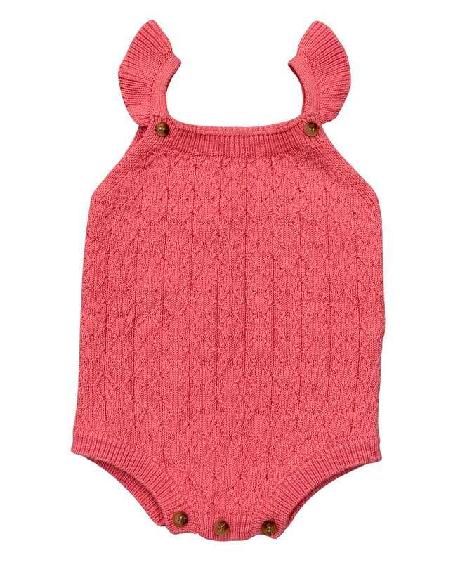 Strawberry flutter sleeve knit bodysuit