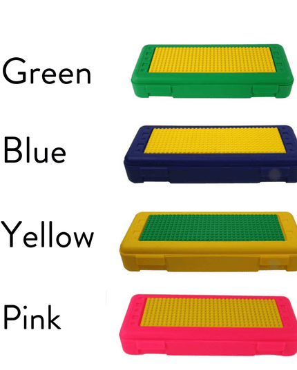 Personalized Building Blocks Travel Box and Storage Case with Building Plate Lid - Giggles & Glitter
