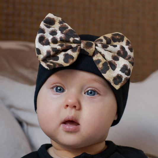 ILYBEAN Leopard Bow Newborn Hat