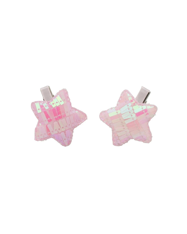 Light Pink Sequin Star Hair Clips - Set of 2
