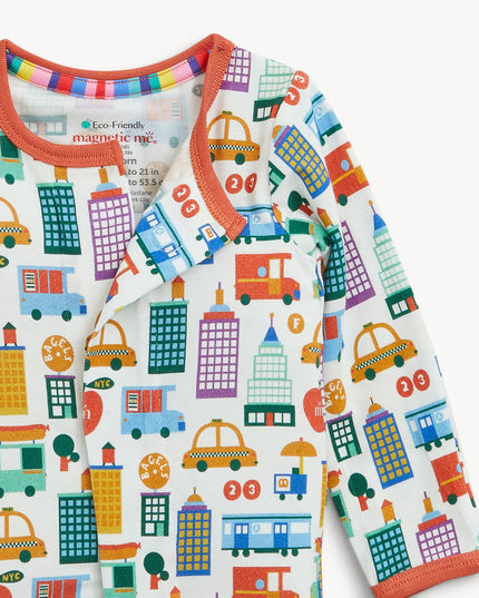 NYC Print Baby Pajamas With Magnetic Closure
