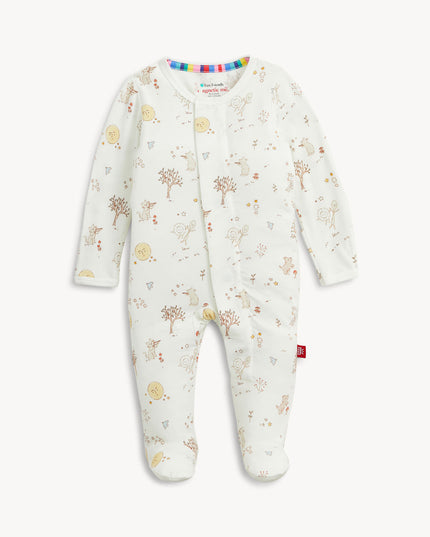 Baby footie pajamas with nursery rhyme print