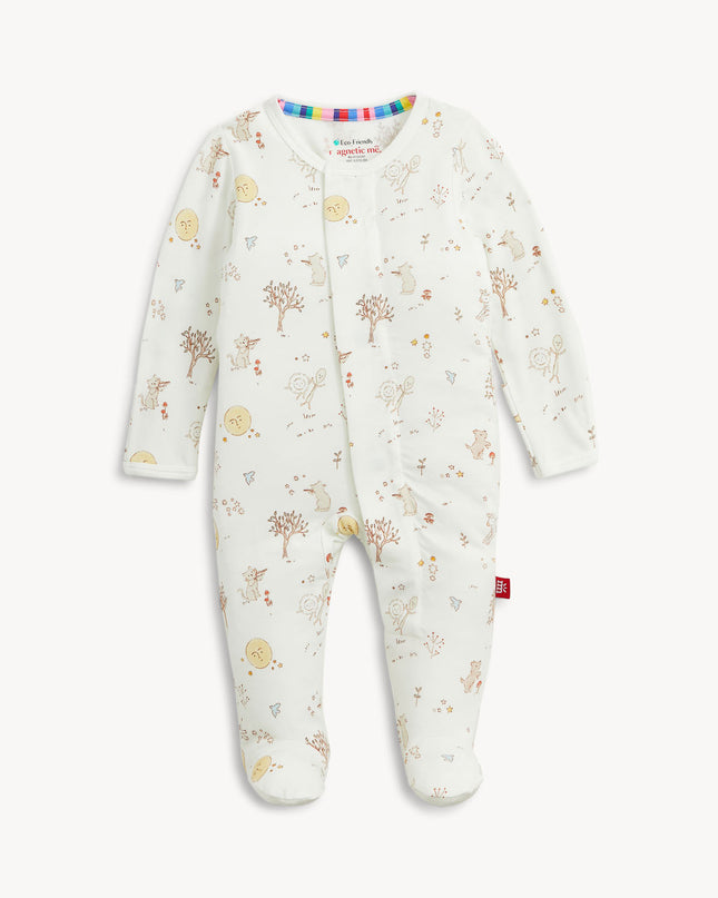 Baby footie pajamas with nursery rhyme print
