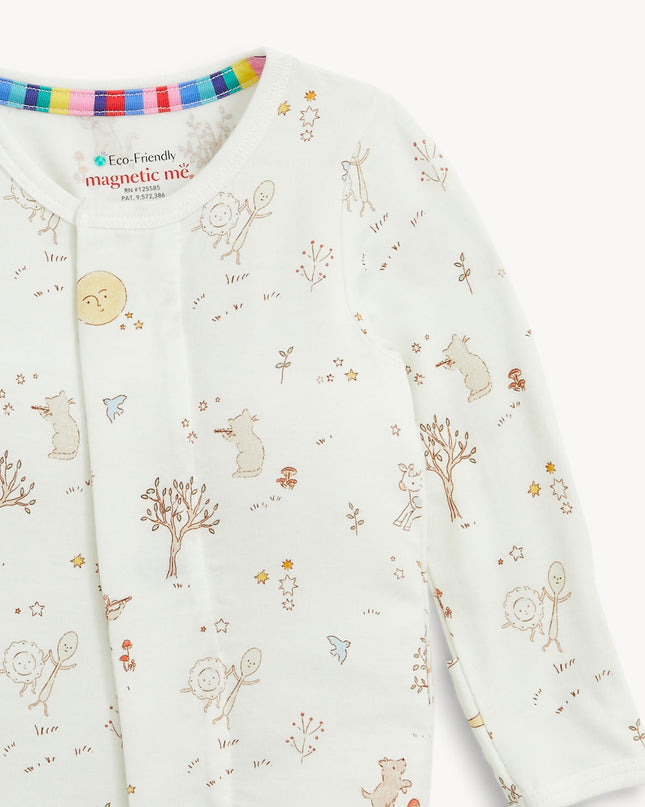Baby footie pajamas with nursery rhyme print