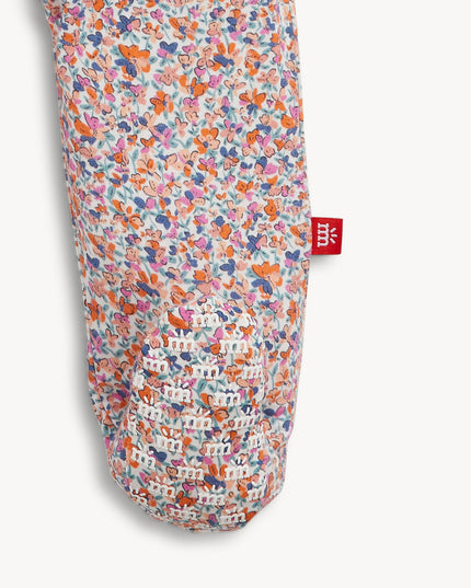 Pink Floral Patterned Baby Footie Pajamas