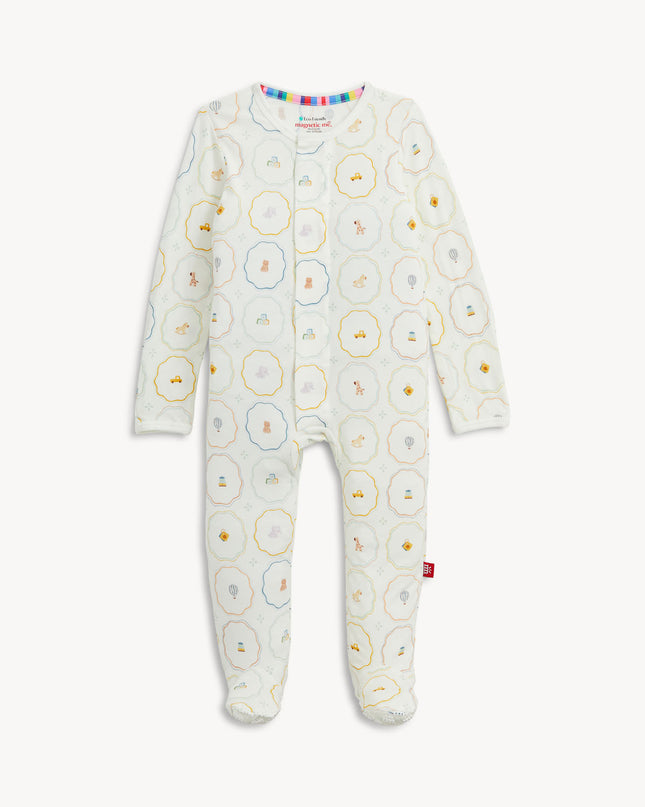 Cream Color Nursery Print Baby Footie Pajamas