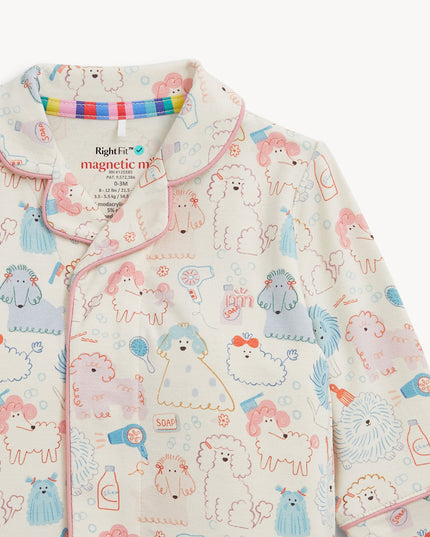 Baby coverall pajamas with poodle print 