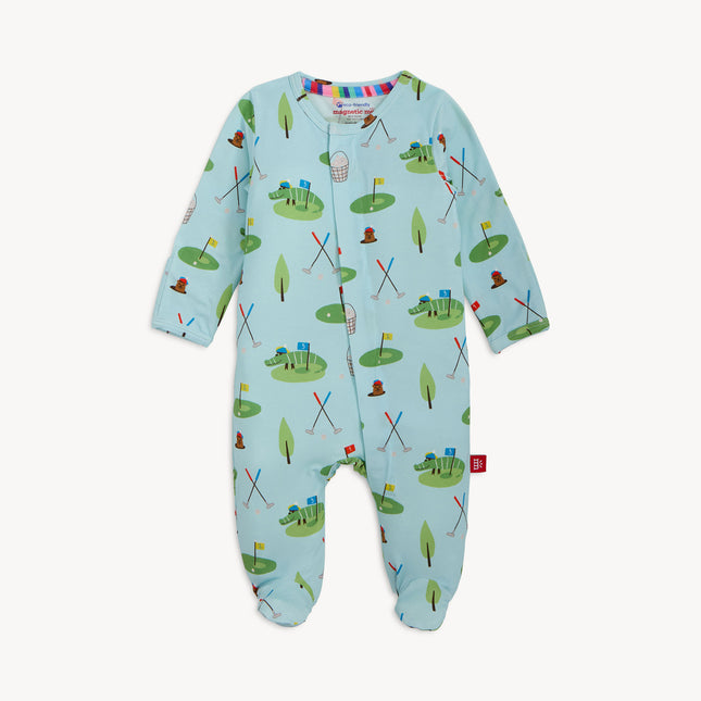 Blue Footie Pajamas with Golf Pattern