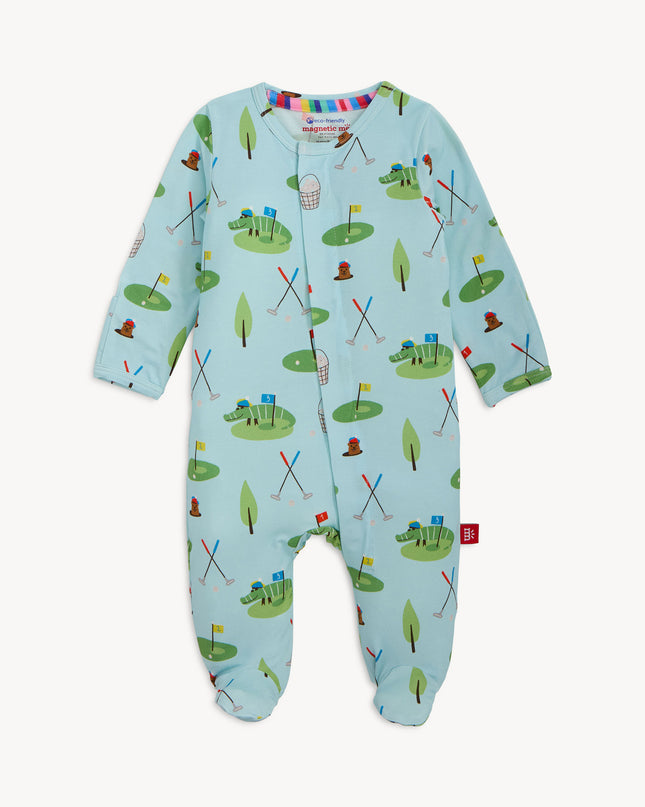 Blue Footie Pajamas with Golf Pattern