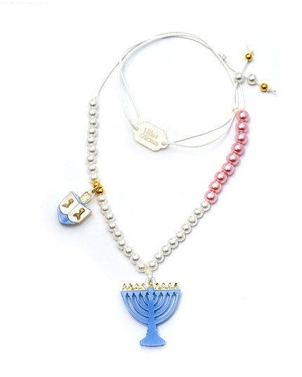 Menorah and Dreidel Hanukkah Necklace