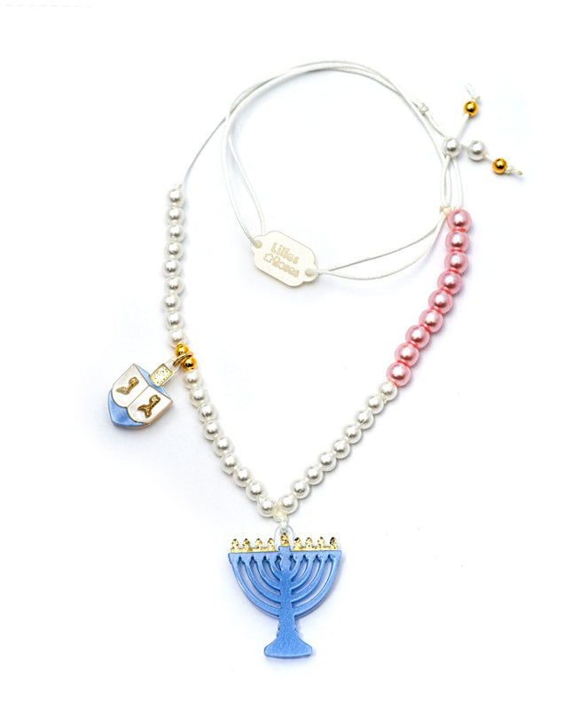 Menorah and Dreidel Hanukkah Necklace