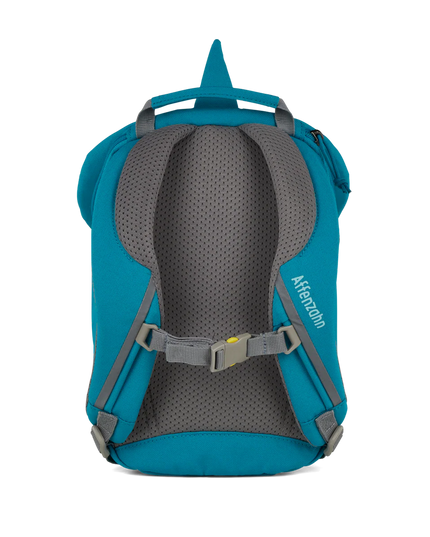 Back of children's backpack shaped like a shark
