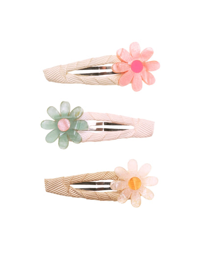 Set of 3 floral snap hair clips