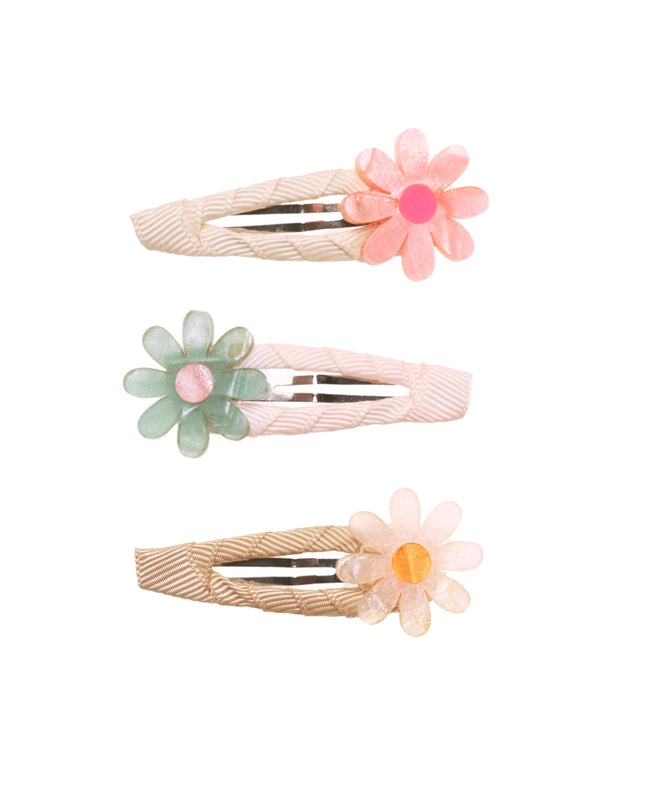 Set of 3 floral snap hair clips