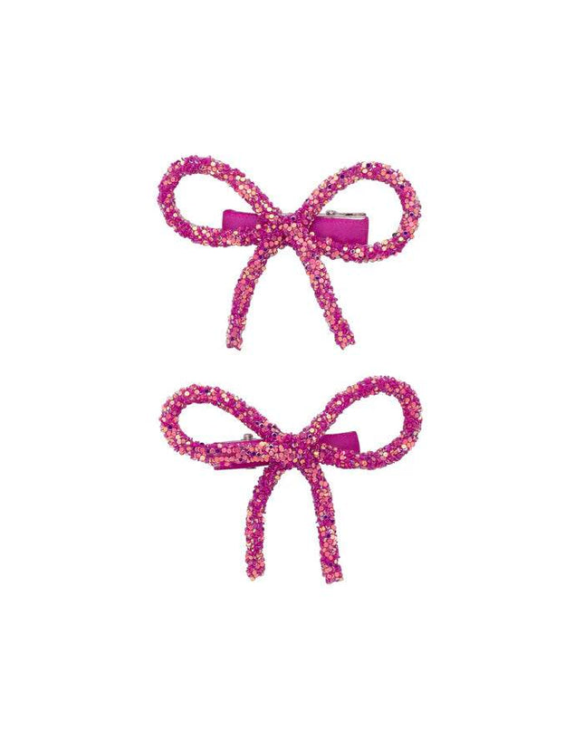 Project 6 NY Kids Garden Rose Mini Glitter Bow Clips (Set of 2) - Giggles & Glitter
