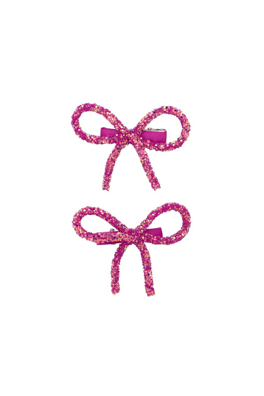 Project 6 NY Kids Garden Rose Mini Glitter Bow Clips (Set of 2)