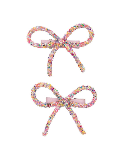 Project 6 NY Kids Rainbow Mini Glitter Bow Clips (Set of 2) - Giggles & Glitter