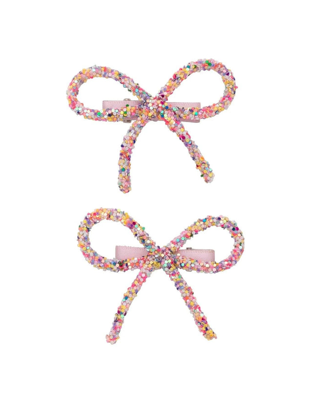 Project 6 NY Kids Rainbow Mini Glitter Bow Clips (Set of 2) - Giggles & Glitter