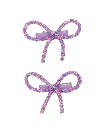 Project 6 NY Kids Purple Mini Glitter Bow Clips (Set of 2) - Giggles & Glitter