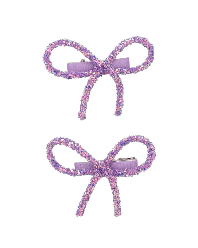 Project 6 NY Kids Purple Mini Glitter Bow Clips (Set of 2) - Giggles & Glitter