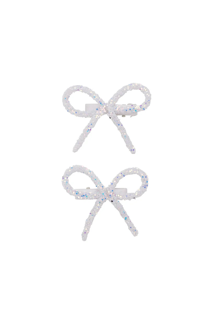 Project 6 NY Kids White Mini Glitter Bow Clips (Set of 2)