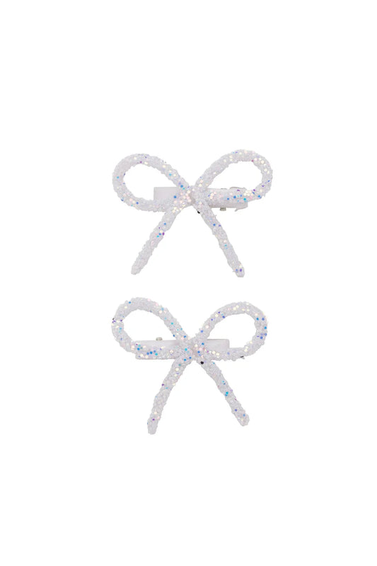 Project 6 NY Kids White Mini Glitter Bow Clips (Set of 2)